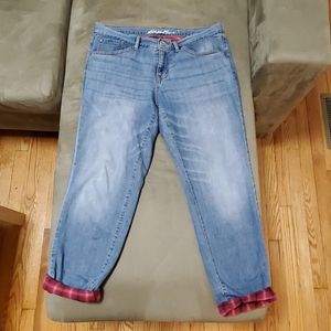 Eddie Bauer Flannel-Lined Boyfriend Jeans.
